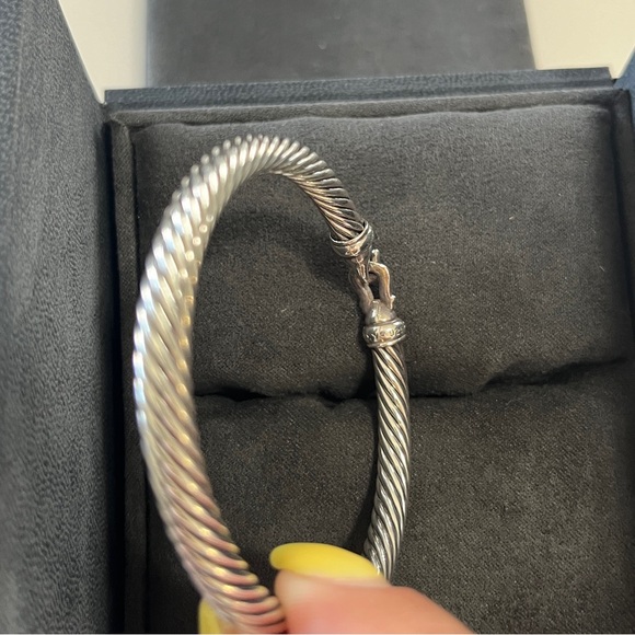 David Yurman Diamond Buckle Classic Cable Bracelet 5mm - Sterling Silver - Picture 13 of 14